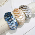 Popular Handmade Jewelry Natural Seashell Carved Fish Scale Shape Hand Braided Shell Beaded Bracelet Fashion Jewelry for Women
