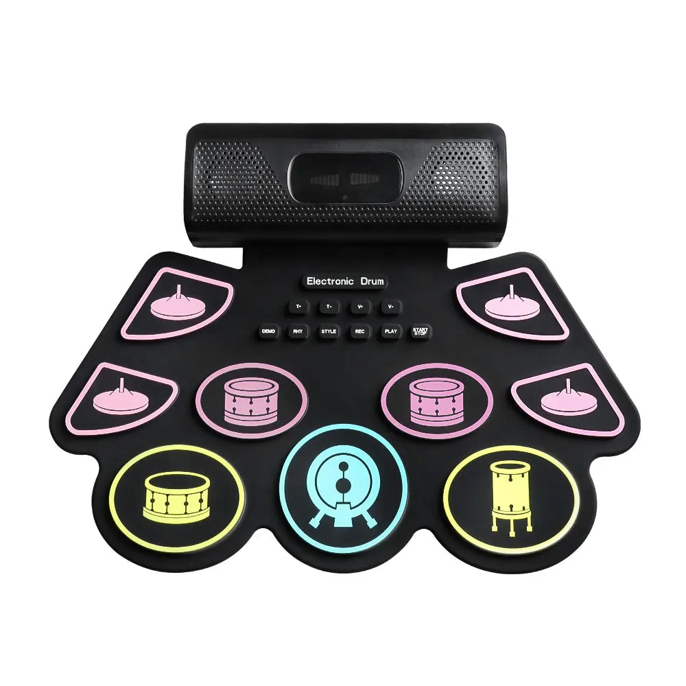 Electronic Drum Set Kids Electric Drum Kit 9 Thickened Pad Roll up Beginner Practice Drum Pad