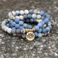 WMB36412 Blue Jasper Stone Healing Mala Bracelet Spiritual Protection Meditation Balance Mental 108 Mala Bead Lotus Necklace
