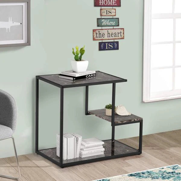 Vintage Wrought Iron Coffee Corner Console Table with Textured Desktop Minimalist Design for Small Living Room & Hotel Use