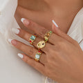 4 Pieces Per Set Colorful Gem Rings for Women Trendy Stackable Finger Rings on Hand Accessories 2024 Fashion Jewelry Female Gift