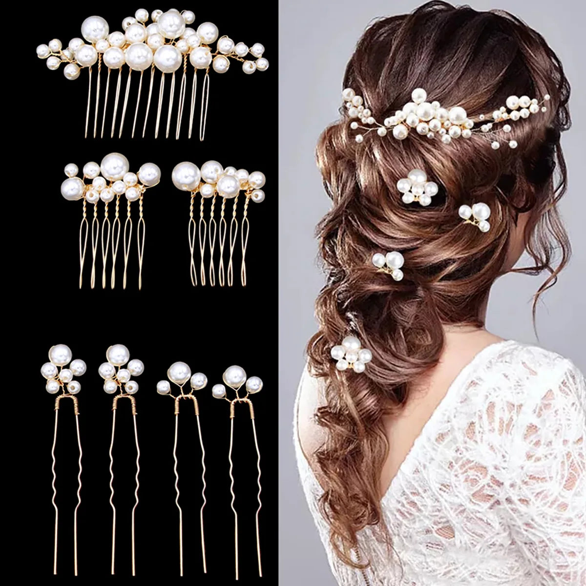 New Crystal Rhinestone Handmade Romantic Wedding Bride Floral Hairpin Hair Combs Sets