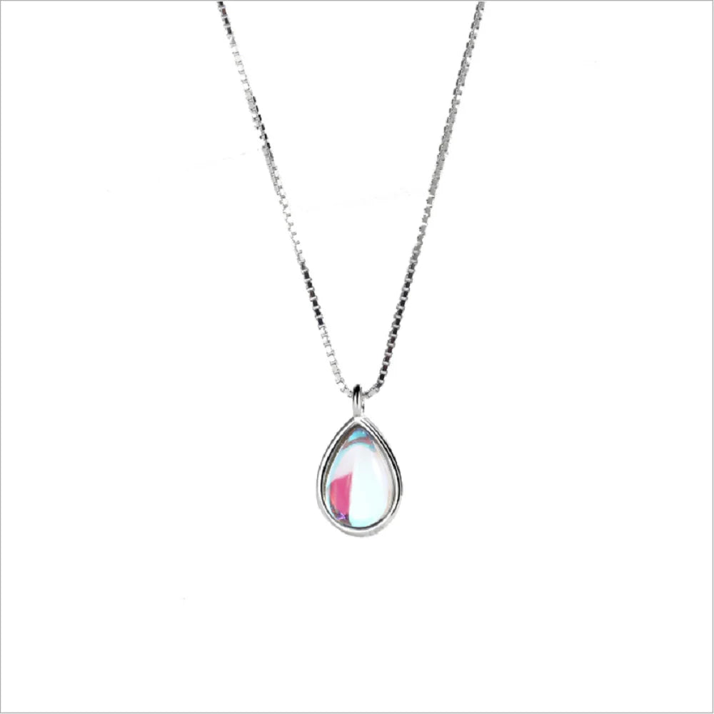 S925 Sterling Silver Simple Moonstone Drop Pendant Necklace Charm Women Choker Necklaces Jewelry China Manufacturer Supplier