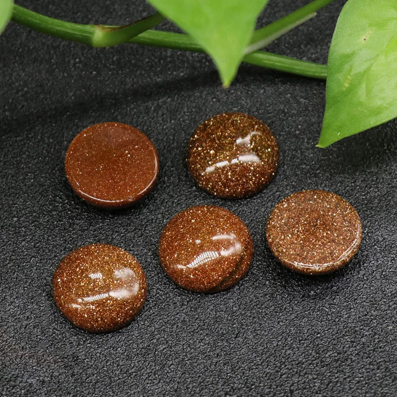 HZ Round Gold Sand Stone Wholesale Cheap Price Cabochon Gemstone