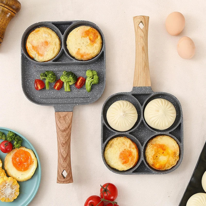 Egg Steak Burger Fried Omelet Pan Breakfast Maker Round Ball Non-stick 2/4 Hole Poached Egg Frying Pan for Induction Cooker