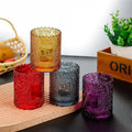 Round Glass Embossed Candlestick Cup DIY Romantic Decorative Candle Container Colored Glass Covered Scented Candle Cup