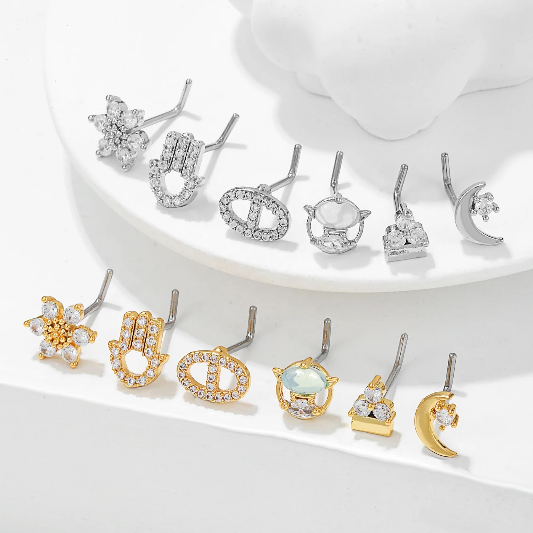 Gaby New Arrive Nose Rings Bulk Stainless Steel  Flower Moon Design  Nose Stud Body Piercing Jewelry Wholesale