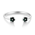 Qingxin Custom OEM Fine Jewelry 925 Sterling Silver Malachite Five Leaf Clover Bracelet Bangle for Women