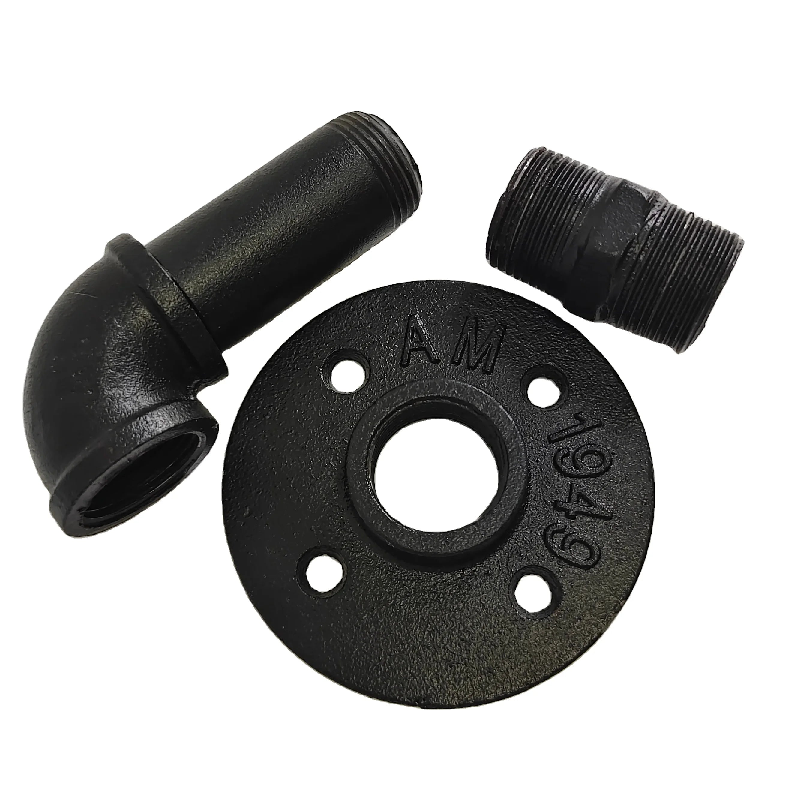 Antique Black 3/4 Inch Malleable Iron Pipe Fittings Elbow Low Pressure Home Decorative Iron Pipe Connecting