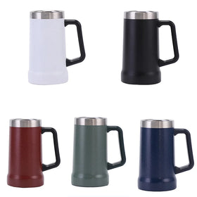YEWAY Adventure Big Hand Grip Beer Stein 25oz Stainless Steel Double Wall Vacuum Flasks Thermos Cup Tankard Beer Mug with Handle