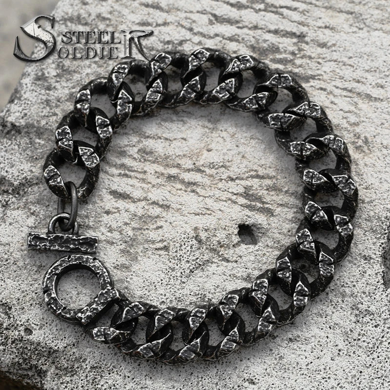 SSC-078 2023 New Style Stainless Steel Retro Cuban Link Chains Bangle for Men Chain Bracelet Fashion Vintage Jewelry Accessories