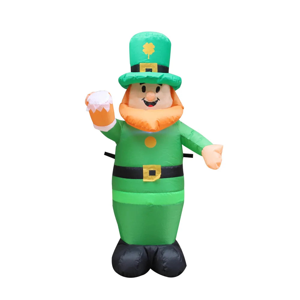 Factory Price LED 1m Inflatable Doll Patrick's Day Leprechaun Model Luminous LED Light Outdoor Yard Garden Decoration