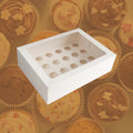 Custom Wholesale White Cake Cardboard Paper Boxes  Food Packaging Boxes Cupcake Boxes With 24 Holes