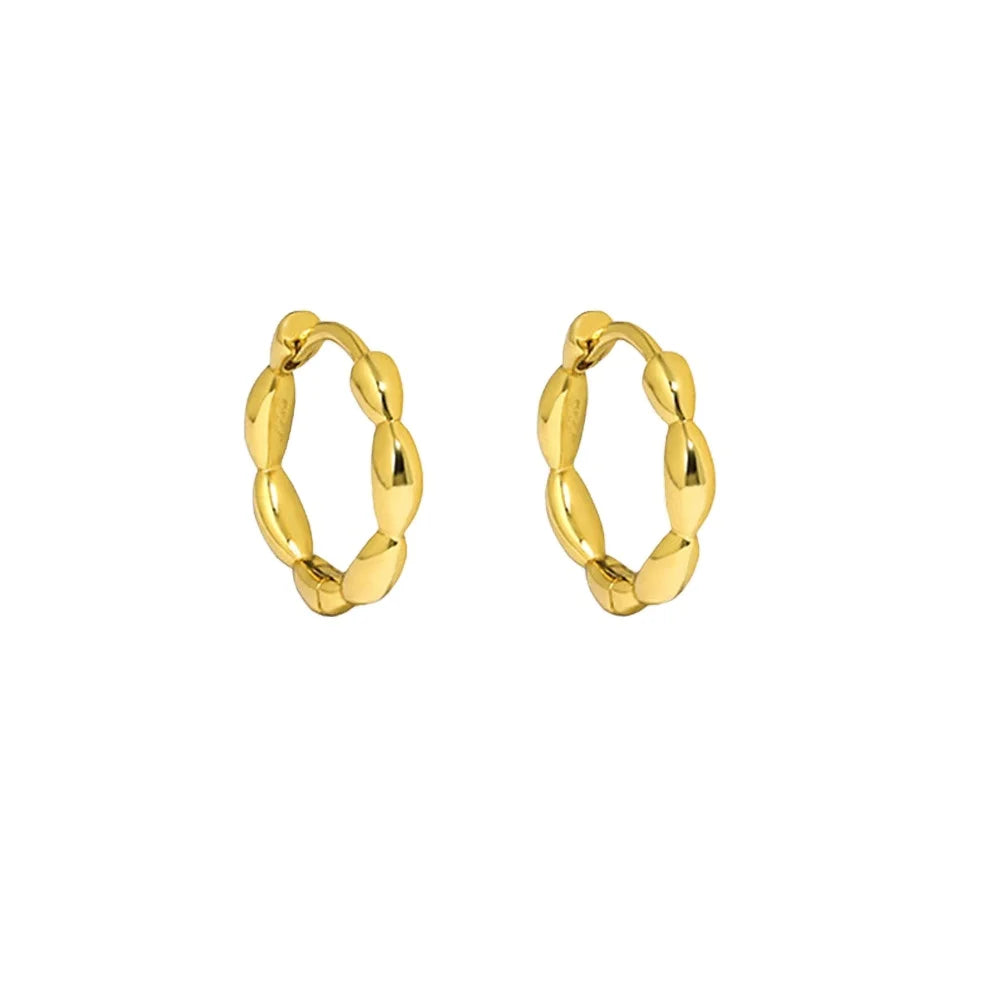 FUAMAY Solid Sterling Silver Earrings Mini 10mm Hoop Wholesale Elegant Silver S925 Oval Bead Hoop Earrings for Woman
