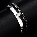 316L Stainless Steel Bracelet Set Fashion Women Men Hollow Heart Couple Silver Color Chain Bracelet Jewelry Valentine Gift