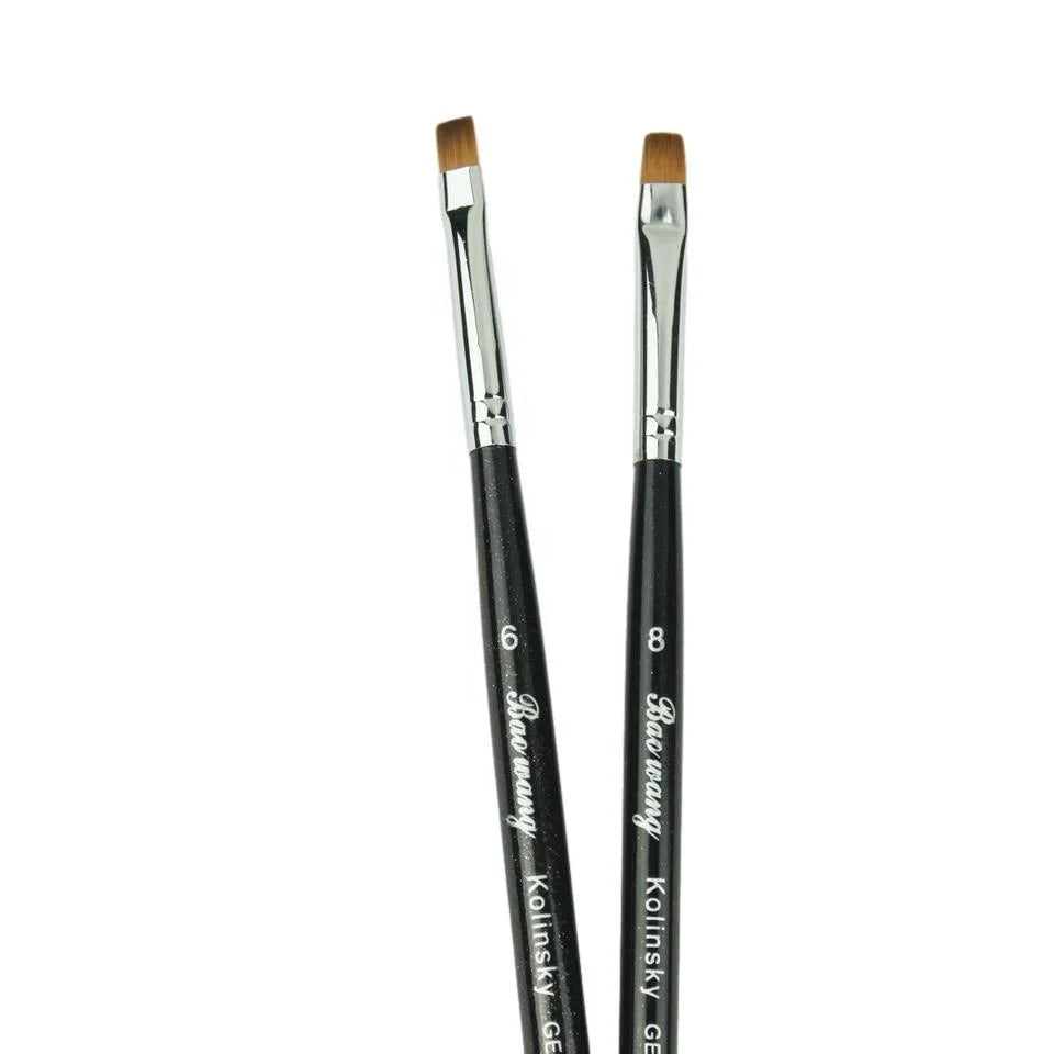 Professional Black Wood Handle Metal Ferrule Nylon Hair Gel Nail Brush Skyists Model Sky-p1# PVC Tube Packaging Custom Logo
