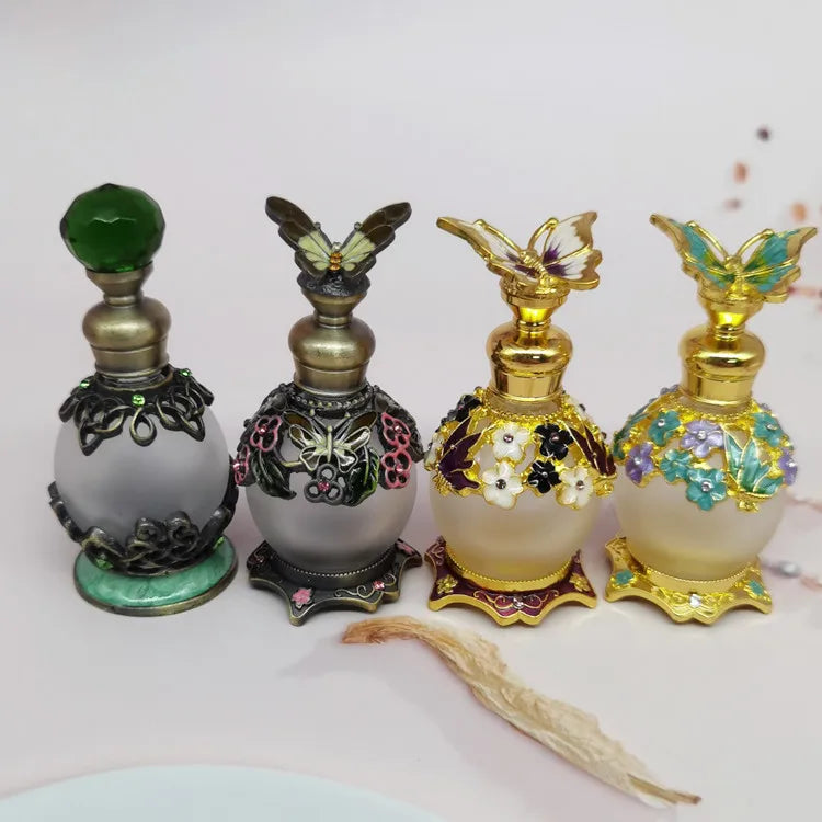 15ml Arabian Dubai Patented Orchid Flower Tree Metal Glass Perfume Bottle Essential Oil Refillable Attar Bottles Gift