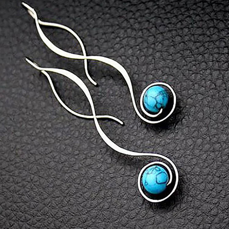 CAOSHI Vintage Long Drop Earring for Women Boho Jewelry Ethnic Blue Turquoise Stone Bohemia Earrings Pendant MegaBDM