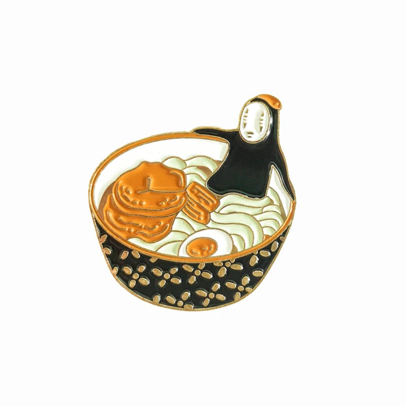 Wholesale Plated Japanese Anime Noodles Hard Enamel Pin Cartoon Ramen Anime Denim Shirt Lapel Pins Badge Jewelry Gifts