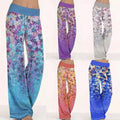 Factory Hot Sale Women's Summer Yoga Wide Legs Pants with Elastic Waist Square Print Flat Front Style Fashionable Yoga Trousers