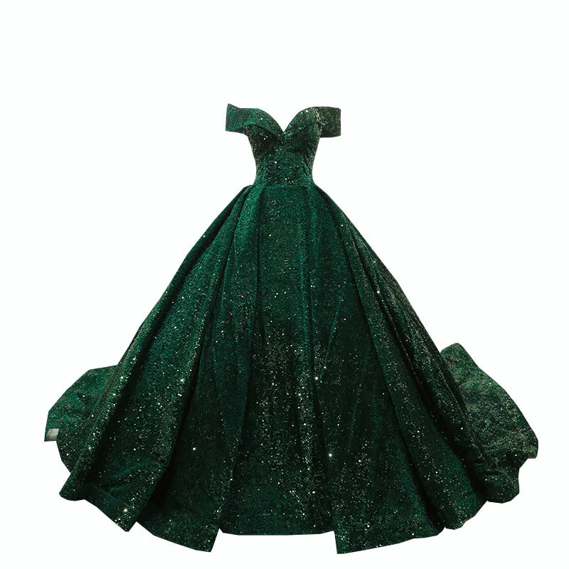 Women's Bridal Mermaid Floor-Length Ball Gown Wedding Dress Lace-Up Back Sequined Beaded Detail Chapel Train Candy Color Plus