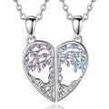 2pcs 925 Sterling Silver Tree of Life Necklace with Half Heart & Pearl Trendy Chain Design for Weddings Parties & Engagements