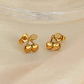 2025 Dainty Cherry Earrings 18K Gold Plated Stainless Steel Earring Studs Ear Ring Jewelry for Women Girls