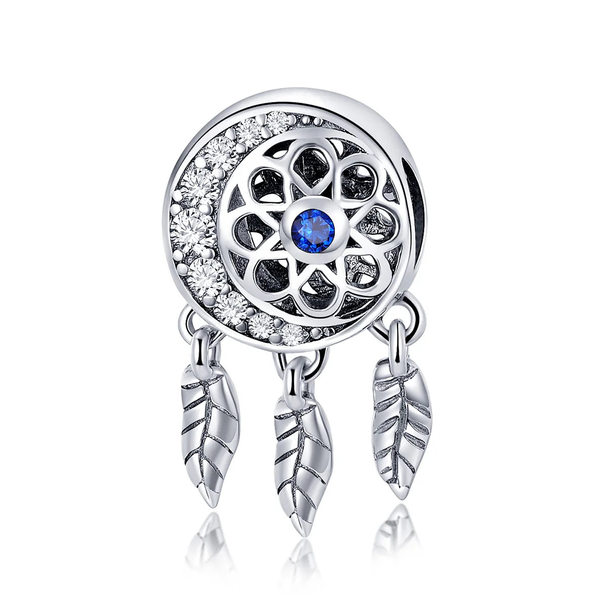 925 Sterling Silver Dream Catcher DreamCatcher Moon Lucky Charm Fit Original Brand DIY Bead Bracelet Women Jewelry Gift SCC718