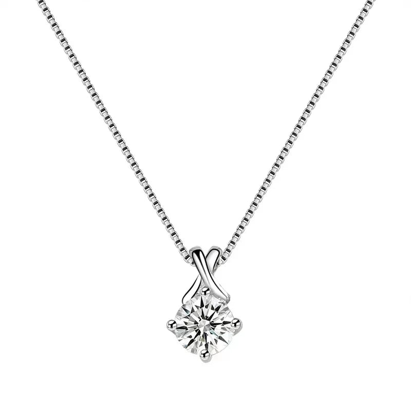 Wholesale New Hot Sale 925 Sterling Silver Fashion Prong Setting 5A Cubic Zirconia Women's Pendant Jewelry Necklace
