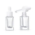 Hot Sale 10ml 15ml Essential Oil square Transparent Thick Bottom Glass Serum Bottles with Dropper