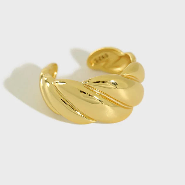 Thick Trendy Jewelry Gold Plated S925 Sterling Silver Heavy Solid Rings for Women JT386