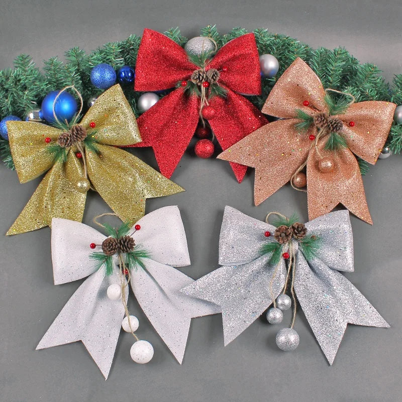 Popular Pine Cone Bow Tie Large DIY Christmas Tree Hanging Ornaments Scene Layout Accessory Pendant