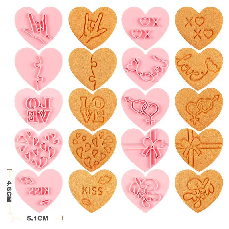 Saffron Hot New 10pcs Plastic Heart-Shaped Cookie Cutters Set for Handmade Valentines Day Cookies