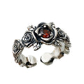 Trendy S925 Sterling Silver Retro Old Rose Zircon Gemstone Ring Simple Punk Jewelry for Men and Women-Wholesale