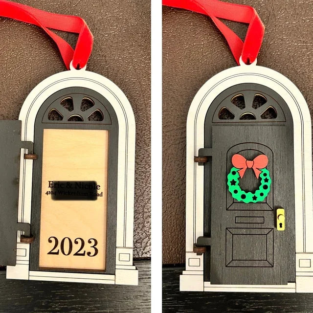 Custom Christmas Door Ornament Laser Cut Wooden Crafts First Home Ornament Wood Laser  Engraved Custom Items for Gifts  Decor
