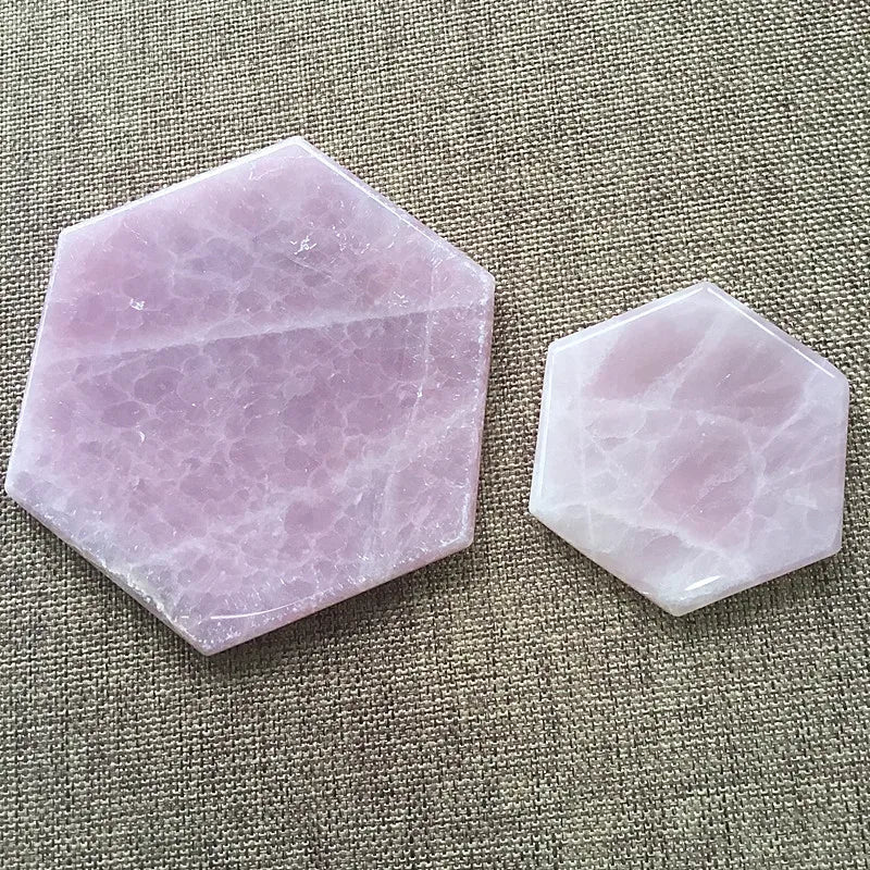 Hexagon Natural Powder Crystal Cup Cushion 6CM 10CM Rose Quartz Hibiscus Slice Fashion Home Coasters