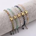 New Fashion Design 3mm Faceted Gemstone Bracelet 18K Gold Stainless Steel Butterfly Charm Macrame Adjustable Bracelet