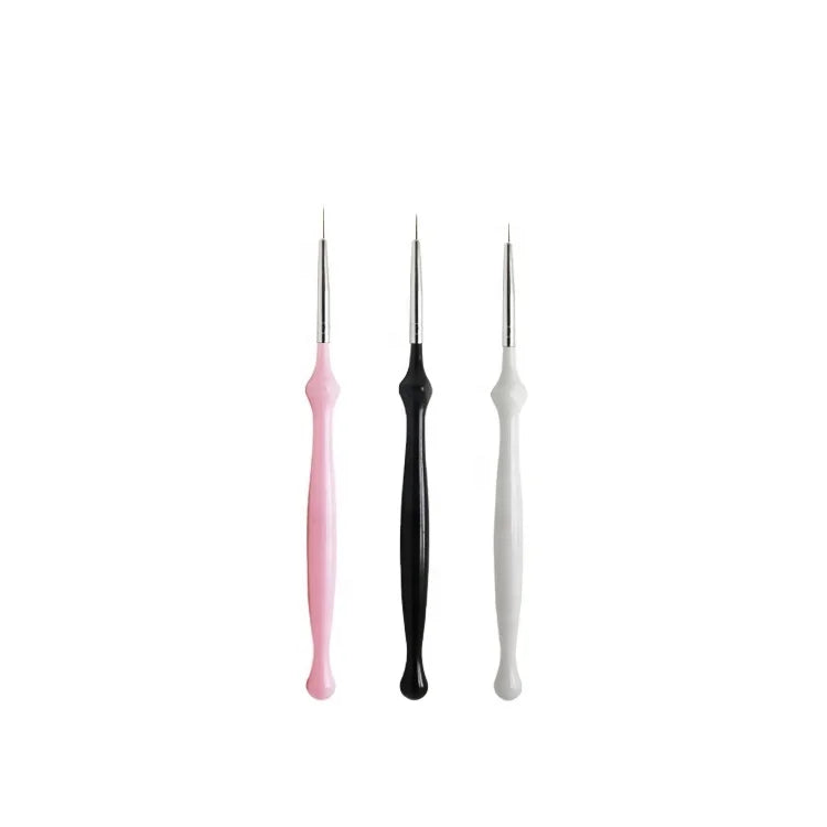 3pcs Whiteblack and pink Nail Brush Set  extra Fine Liner Brush for Nail