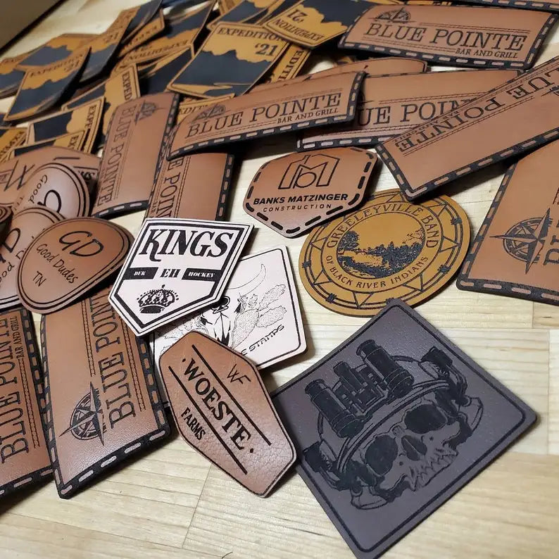 Custom Leather Patch With or Without Iron on Backing Custom Patch for Hats Laser Engraved