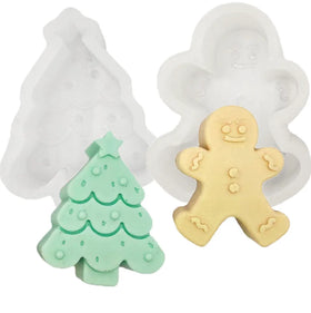 HY Christmas Tree Gingerbread Man Silicone Mold DIY Crystal Resin Ornaments Candle Soap Plaster Making Molds