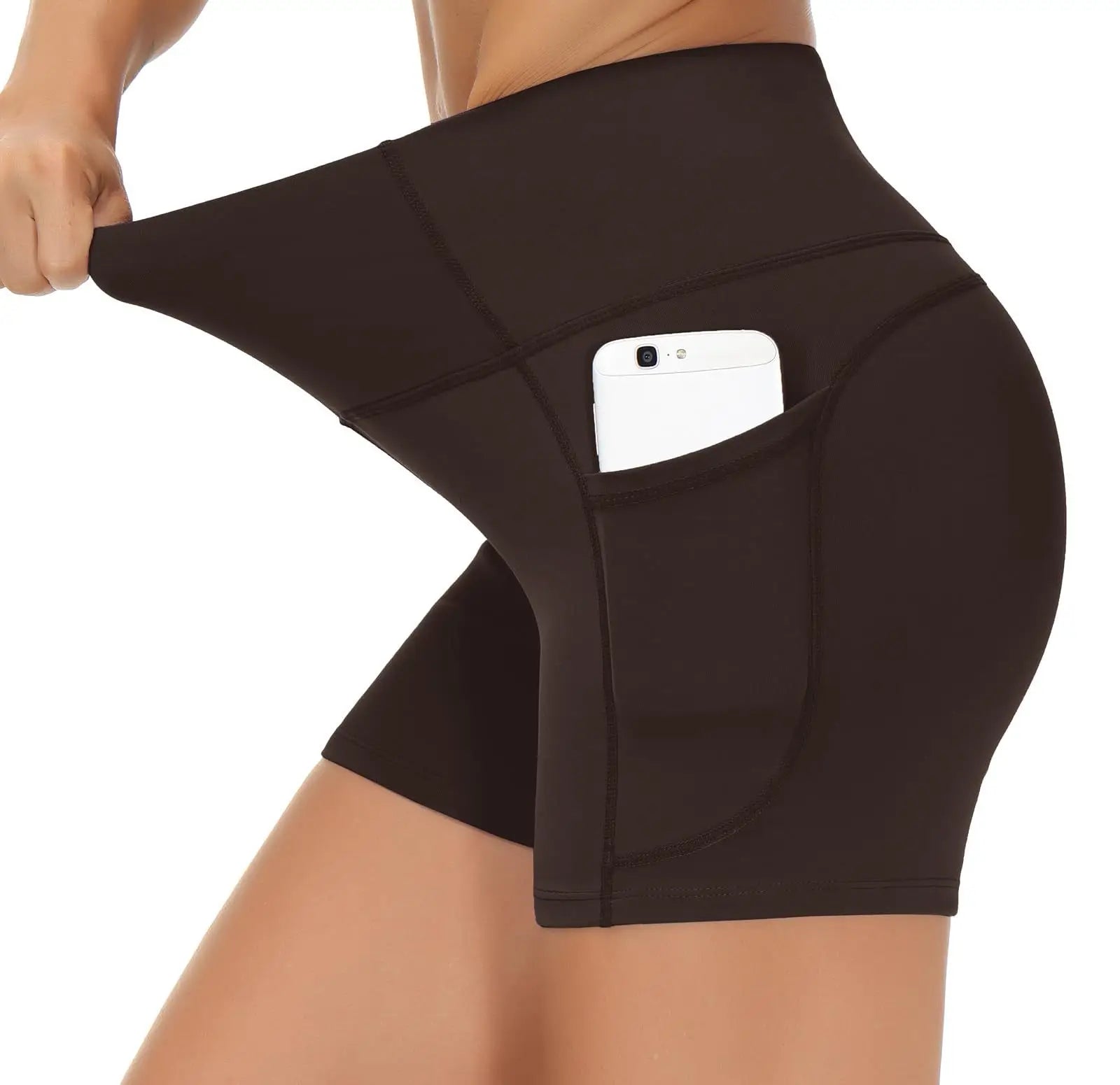 Women's High Waist Yoga Shorts with Tummy Control Deep Pockets for Fitness Athletic Workout Running and Sports