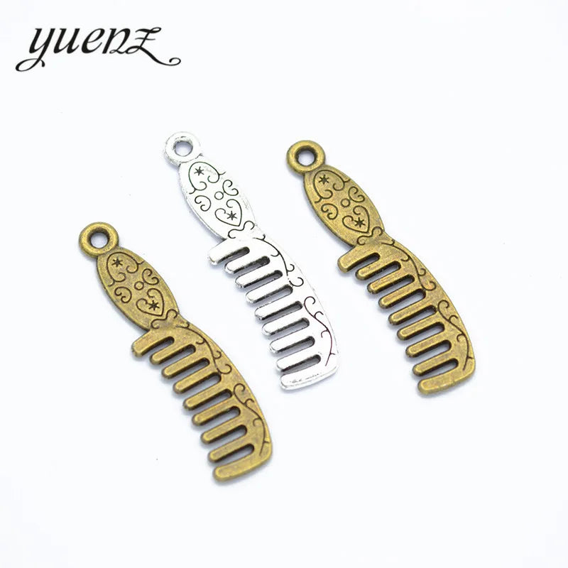 YuenZ Alloy Antique Silver Color Metal Comb Charms Pendant for Necklace Bracelet Jewelry Making Finding 35*9mm J355