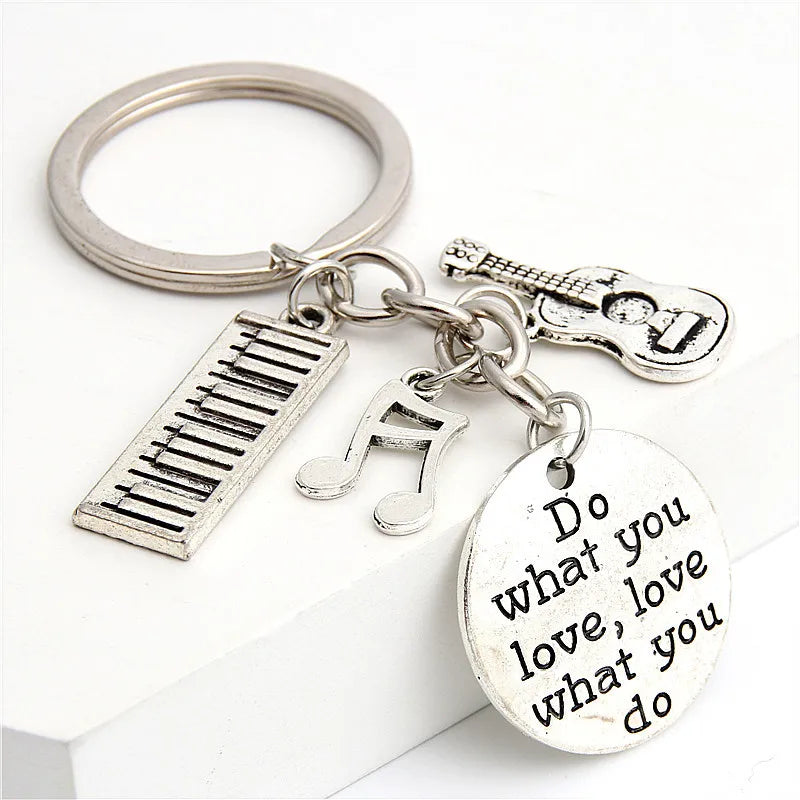 Creativity Bag Hanging Decoration DO WHAT YOU LOVELOVE WHAT YOU DO Gift Music Note Guitar Piano Key Chain Key Ring Keychains