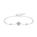 SL1632 925 Sterling Silver Simple Fashion Round Sparkling Zirconia Link Chain Bracelet for Women Wedding Engagement Jewelry Gift