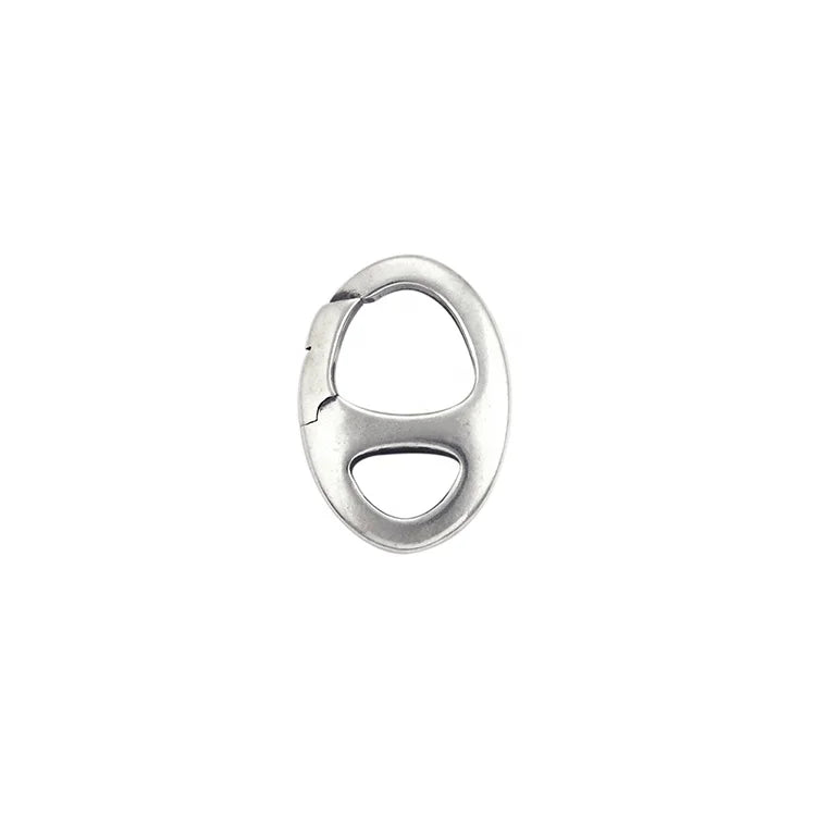 Bead Accessories Small Medium Large Oval Shaped Bead Clasp Oxidized 925 Silver Push Lock Hinged Clasp for Jewelry