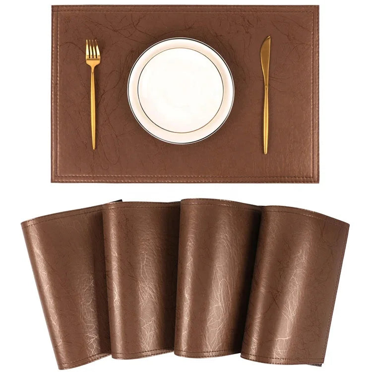 Recycled Nordic Kitchen Dining Pu Leather Table Mat Square Placement Mats Dining Table Leather Table Mats