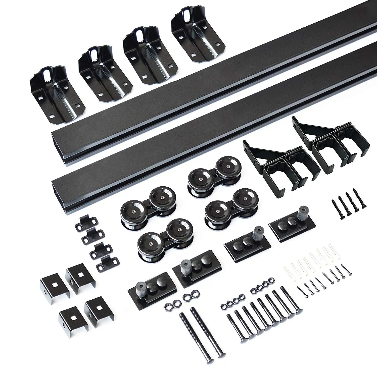 RHETECH Heavy Duty Bypass Barn Door Hardware Kit Exterior Sliding Barn Door Accessories Durable Steel Zinc Alloy for Kitchen