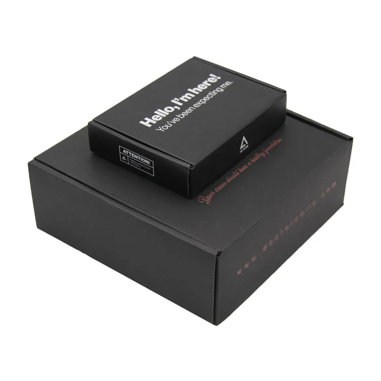 Custom Black Corrugated Mailer Shipping Boxes with UV Coating Mailing Apparel Packaging Paper Folder Boxes Sponge Liner Logo