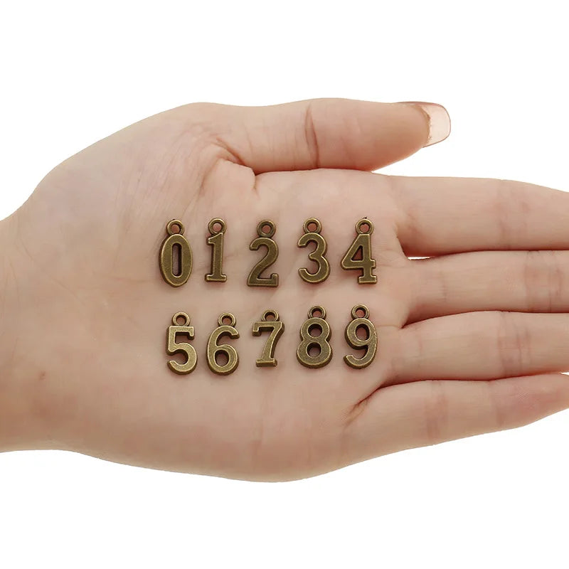 10pcs/set Antique Metal Charms 0-9 Number Alloy Pendant Charm Jewelry Making Memorial Day Jewelry Accessories S110