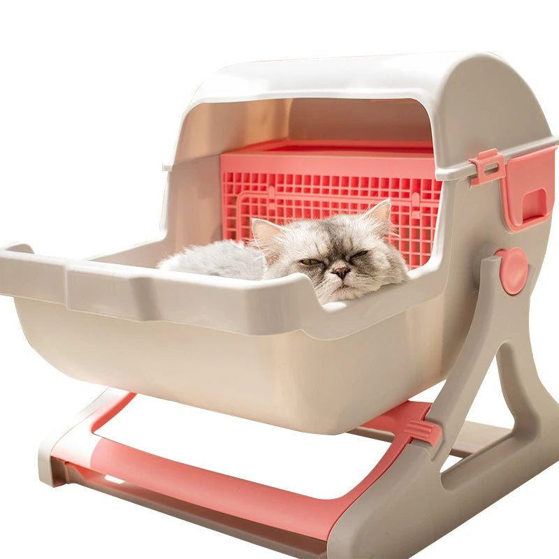 Stylish Open Cat Toilet Automatic Cat Litter Box Self-cleaning Large Semi Automatic Litter Box With Drawer